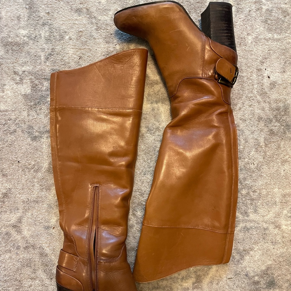 Vince Camuto Leather Knee High Boots Brown